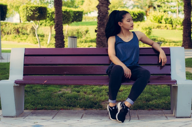 woman on bench